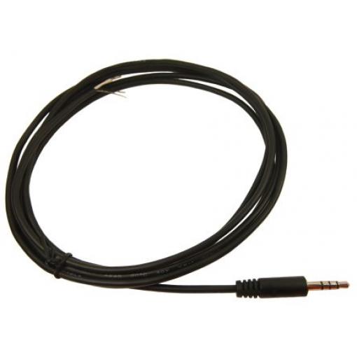 Pomocný kabel délka 2 m, A: Vnější, A: Stereo jack 3,5 mm RS PRO, B: Bez koncovky, Černá