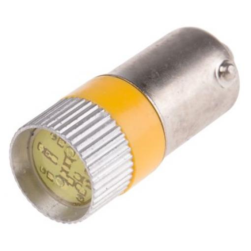 RS PRO Kontrolka barva světla Žlutá, objímka žárovky: BA9 vícečipový, průměr: 10 mm, 28 V dc
