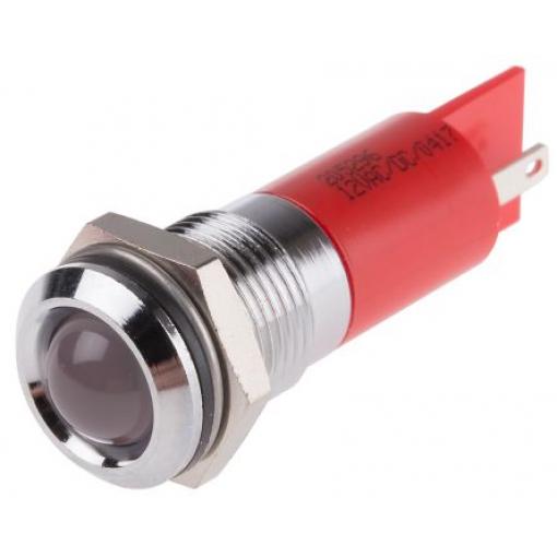 Indikátor pro montáž do panelu Prominentní barva Červená Pájecí plíšek, 12 V ac/dc RS PRO, IP67