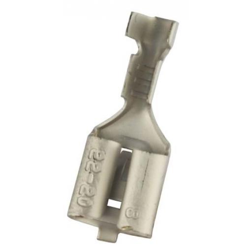 RS PRO Zásuvný konektor, řada: RS PRO Neizolované, 6.35 x 0.8 mm, Stříbrná Vnitřní, celková délka: 19.5 mm, min. AWG: 22