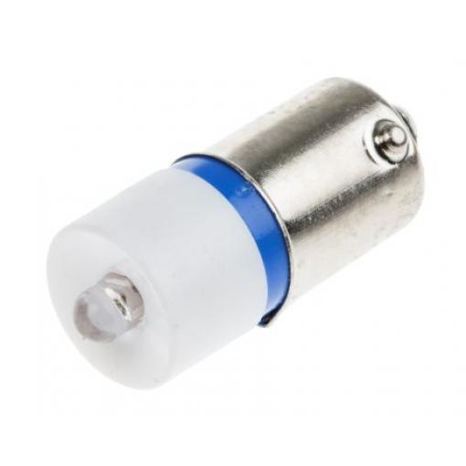RS PRO Kontrolka barva světla Modrá, objímka žárovky: BA9 Jednočipové, průměr: 10 mm, 230 V ac