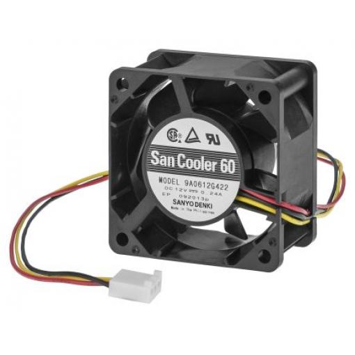 Sanyo Denki Axiální ventilátor, řada: 9A06, průtok vzduchu: 27.6 cfm 3.12 W 24 V dc 80 mA 60 mm 60 mm 25 mm