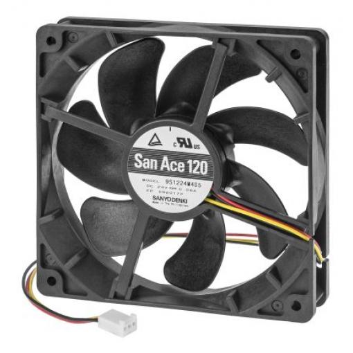 Sanyo Denki Axiální ventilátor, řada: 9S12, průtok vzduchu: 58.6 cfm 1.44 W 24 V dc 60 mA 120 mm 120 mm 25 mm
