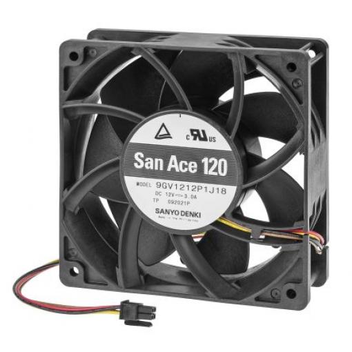 Sanyo Denki Axiální ventilátor, řada: 9GV12, průtok vzduchu: 224 cfm 36 W 24 V dc 1.5 A 120 mm 120 mm 38 mm