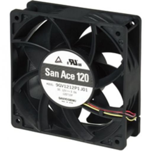 Sanyo Denki Axiální ventilátor, řada: 9GV12, průtok vzduchu: 224 cfm 36 W 48 V dc 750 mA 120 mm 120 mm 38 mm