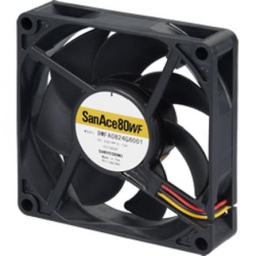 Sanyo Denki Axiální ventilátor, řada: San Ace, průtok vzduchu: 50.8 cfm 3.6 W 24 V dc 150 mA IP68 80 mm 80 mm 20 mm