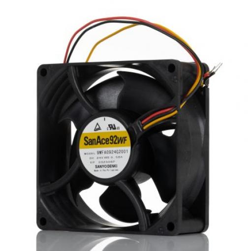 Sanyo Denki Axiální ventilátor, řada: San Ace, průtok vzduchu: 109.5 cfm 13.9 W 24 V dc 580 mA IP68 92 mm 92 mm 32 mm