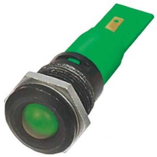 Indikátor pro montáž do panelu Prominentní barva Zelená Pájecí plíšek, 12 V ac/dc RS PRO