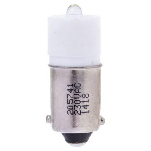 RS PRO Kontrolka barva světla Bílá, objímka žárovky: BA9 Jednočipové, průměr: 10 mm, 230 V ac