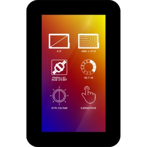 Barevný displej LCD 4DLCD-43480272-CTP-CLB-IPS, řada: 4DLCD 4.3 in Dotykový displej 480 x 272 pixel podsvícení 10 LED