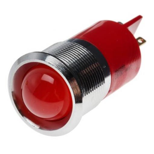 Indikátor pro montáž do panelu Prominentní barva Červená Pájecí plíšek, 12 V dc RS PRO