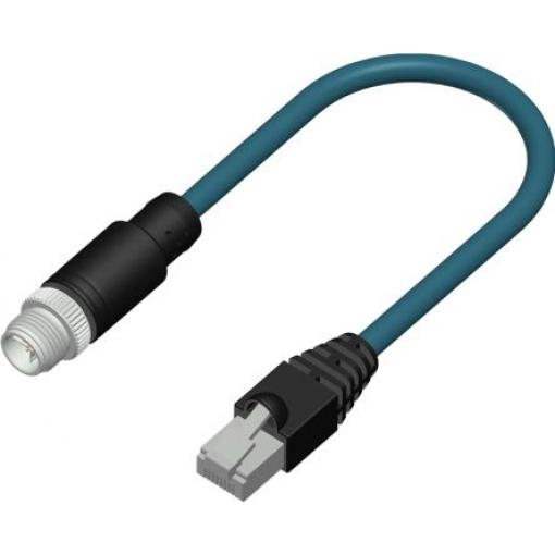 RS PRO Cat6a Ethernetové kabely, Modrozelená, Polyvinylchlorid, A: Rovný, 60 V 10 m Vnější, B: RJ45 Vnější, typ pláště: