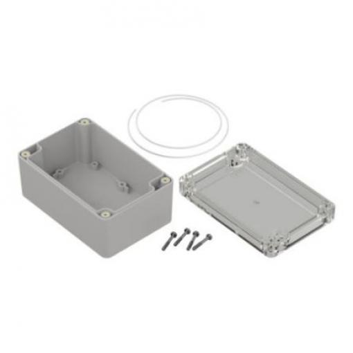 RS PRO Pouzdro IP65 Nestíněný barva Světle šedá barva Průhledné Polykarbonát 120 mm 60.2 mm 80 mm Silikon