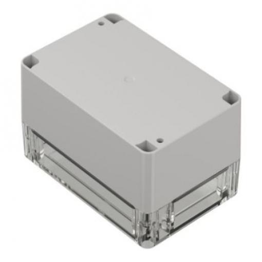 RS PRO Pouzdro IP65 Nestíněný barva Světle šedá barva Průhledné ABS, Polykarbonát 120 mm 75.2 mm 80 mm Silikon