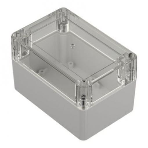 RS PRO Pouzdro IP65 Nestíněný barva Světle šedá barva Průhledné Polykarbonát 120 mm 75.2 mm 80 mm Silikon
