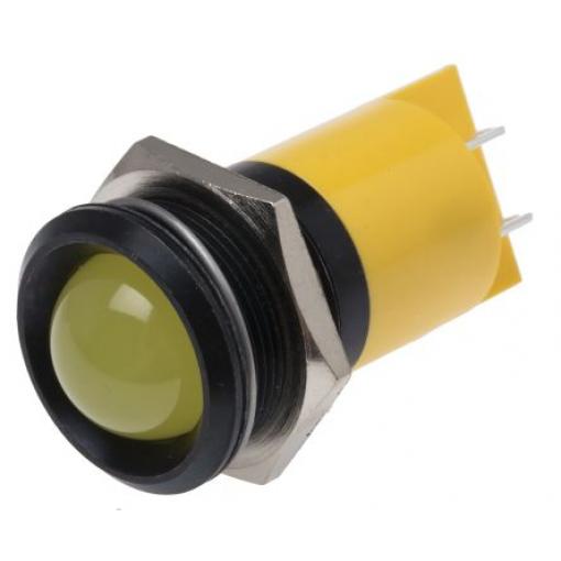 Indikátor pro montáž do panelu 22mm Prominentní barva Žlutá, typ žárovky: LED, 48 → 65V dc RS PRO