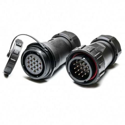 Kulatý konektor, počet kontaktů: 16, Kabel RS PRO, pohlaví kontaktu: Samec/samice, orientace těla: Rovný Zástrčka,