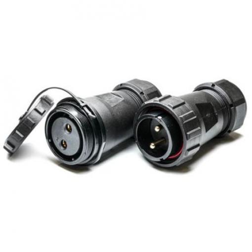 Kulatý konektor, počet kontaktů: 2, Kabel RS PRO, pohlaví kontaktu: Samec/samice, orientace těla: Rovný Zásuvka,