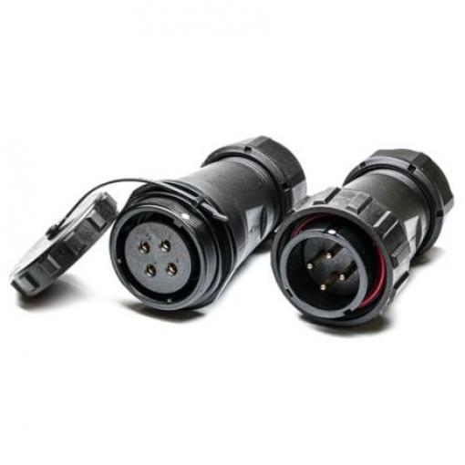 Kulatý konektor, počet kontaktů: 4, Kabel RS PRO, pohlaví kontaktu: Samec/samice, orientace těla: Rovný Zástrčka,