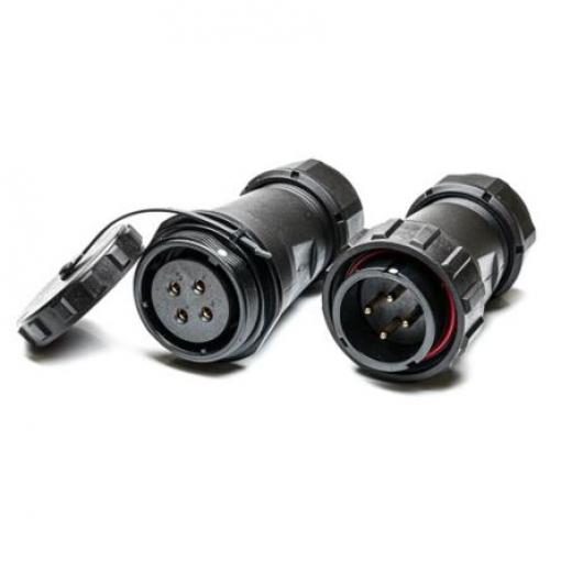 Kulatý konektor, počet kontaktů: 4, Kabel RS PRO, pohlaví kontaktu: Samec/samice, orientace těla: Rovný Zástrčka,