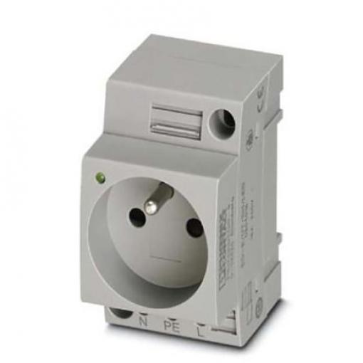 Phoenix Contact Síťová zásuvka barva Šedá, formát pólů: 2+E Francie 16A, Lišta DIN, 250 V, Polyamid Typ E Šroubová