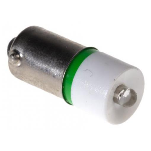 RS PRO Kontrolka barva světla Zelená, objímka žárovky: BA9 Jednočipové, průměr: 10 mm, 130 V ac