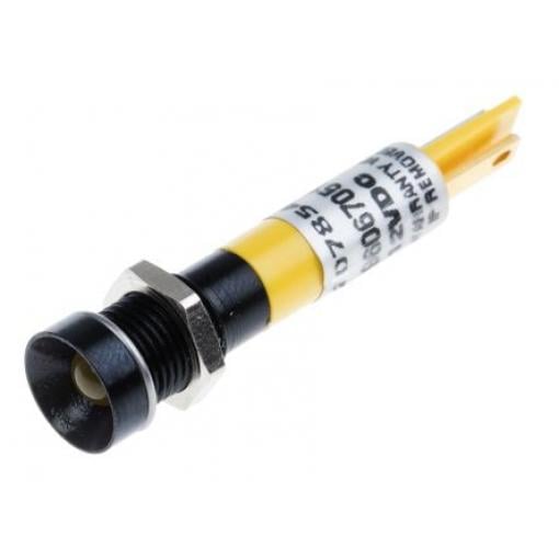 Indikátor pro montáž do panelu Zapuštěný barva Žlutá Pájecí plíšek, 12 V dc RS PRO