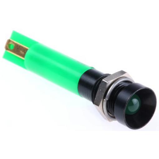 Indikátor pro montáž do panelu Zapuštěný barva Zelená Pájecí plíšek, 12 V dc RS PRO