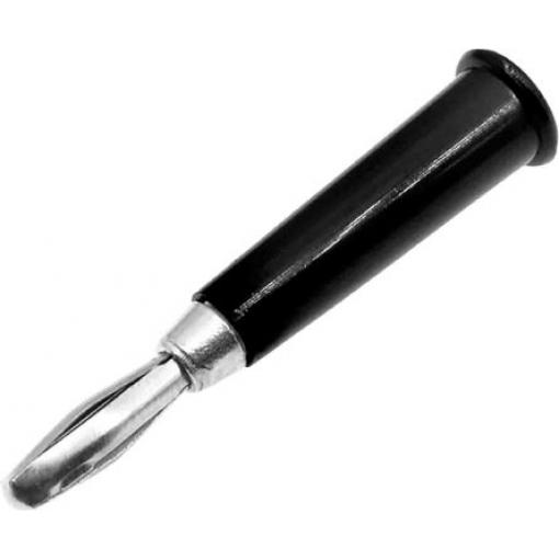 RS PRO Banánek, 4 mm, 30V, 19A, Černá, Vnější Přenos, materiál kontaktu: Mosaz, délka: 45 mm, pokovení kontaktu: Nikl
