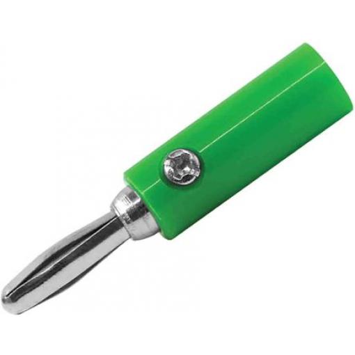 RS PRO Banánek, 4 mm, 30V, 24A, Zelená, Vnější Přenos, materiál kontaktu: Mosaz, délka: 46 mm, pokovení kontaktu: Nikl