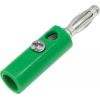 RS PRO Banánek, 4 mm, 30V, 32A, Zelená, Vnější Přenos, materiál kontaktu: Mosaz, délka: 39 mm, pokovení kontaktu: Nikl