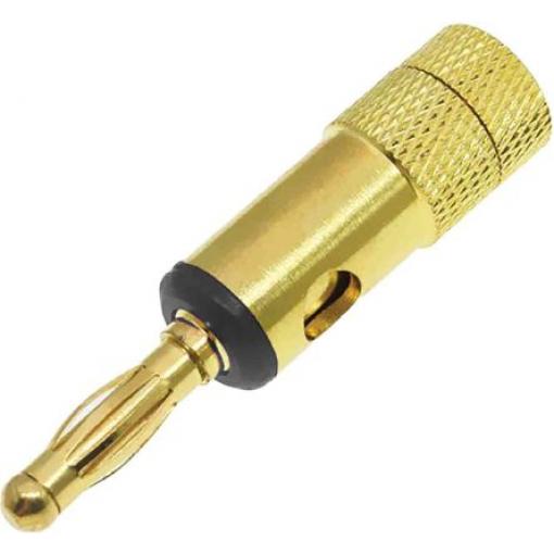 RS PRO Banánek, 4 mm, 30V, 24A, Černá, Vnější Přenos, materiál kontaktu: Mosaz, délka: 42 mm, pokovení kontaktu: Zlatá