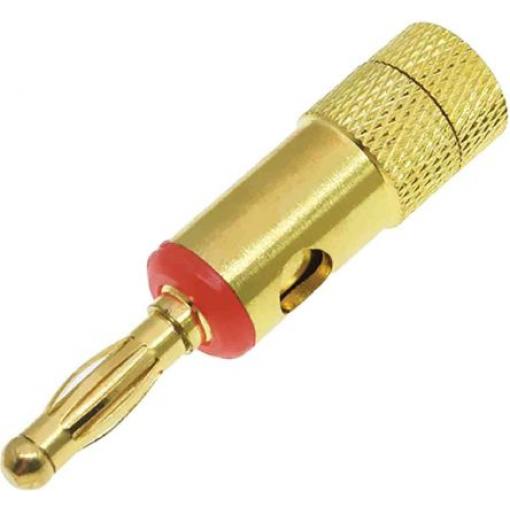 RS PRO Banánek, 4 mm, 30V, 24A, Červená, Vnější Přenos, materiál kontaktu: Mosaz, délka: 42 mm, pokovení kontaktu: Zlatá