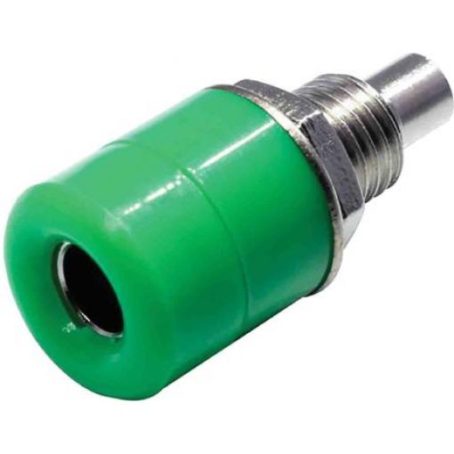 RS PRO Zásuvka na banánky, 4 mm, 30V, 24A, Zelená, Vnitřní Pájecí, materiál kontaktu: Mosaz, délka: 21.3 mm, pokovení