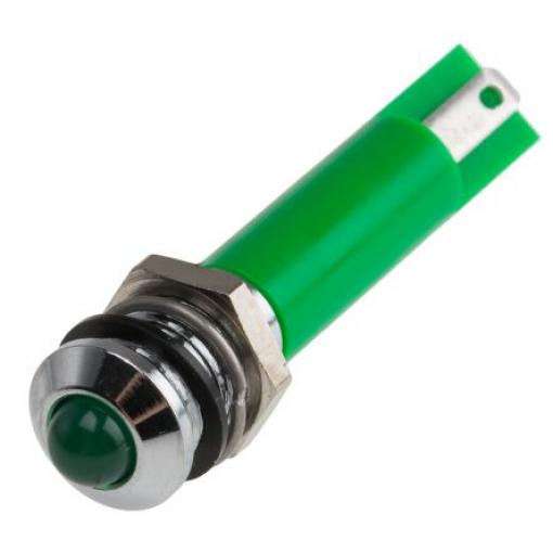 Indikátor pro montáž do panelu Prominentní barva Zelená Pájecí plíšek, 12 V dc RS PRO, IP67