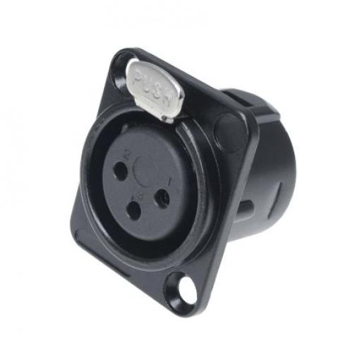 RS PRO Konektor XLR, barva Černá, počet kontaktů: 3, orientace těla: Rovný Vnitřní, pokovení: Stříbrná, Panel, 50 V