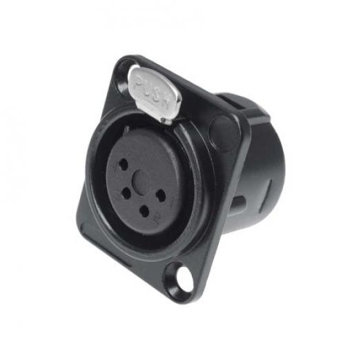 RS PRO Konektor XLR, barva Černá, počet kontaktů: 4, orientace těla: Rovný Vnitřní, pokovení: Stříbrná, Panel, 50 V