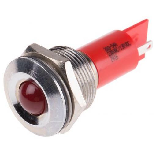 Indikátor pro montáž do panelu Prominentní barva Červená, 130 V dc, 230 V ac RS PRO