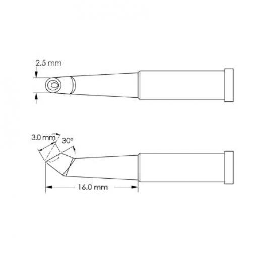 Metcal Pájecí hrot 3 mm 16 mm 30 ° Kopyto