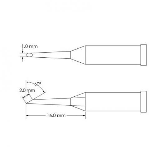 Metcal Pájecí hrot 16 mm 16 mm 60 ° Kopyto