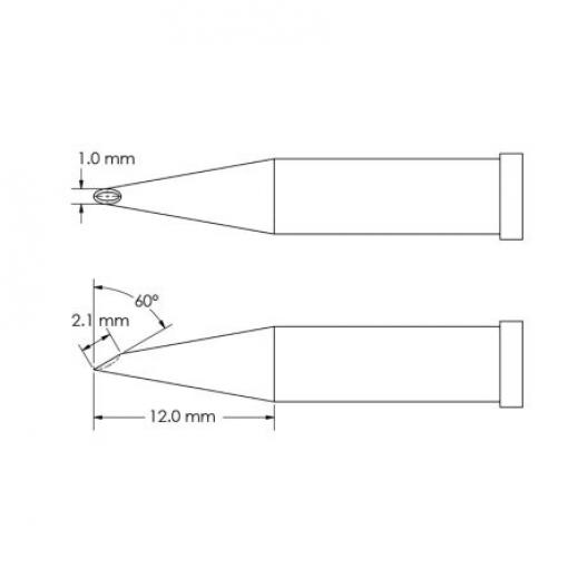 Metcal Pájecí hrot 2.1 mm 12 mm 60 ° Kopyto