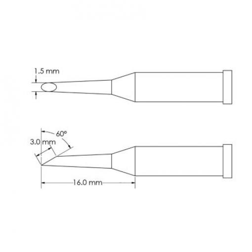 Metcal Pájecí hrot 16 mm 16 mm 60 ° Kopyto