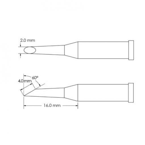 Metcal Pájecí hrot 16 mm 16 mm 60 ° Kopyto