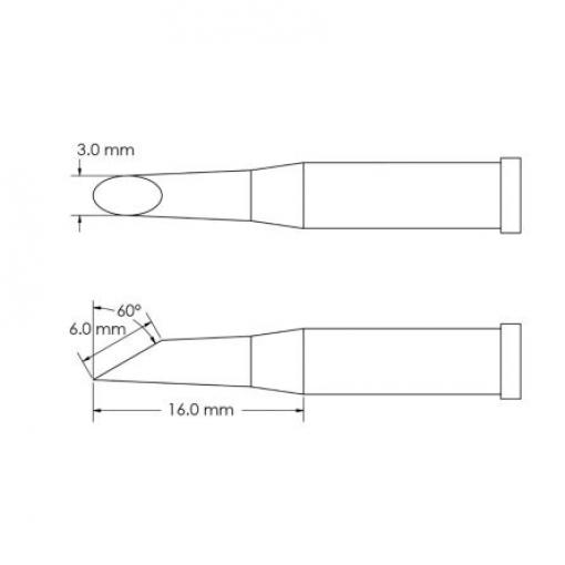 Metcal Pájecí hrot 16 mm 16 mm 60 ° Kopyto