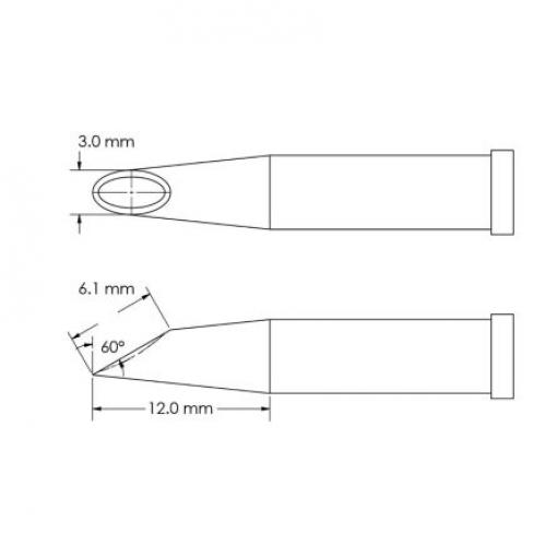Metcal Pájecí hrot 6.1 mm 12 mm 60 ° Kopyto