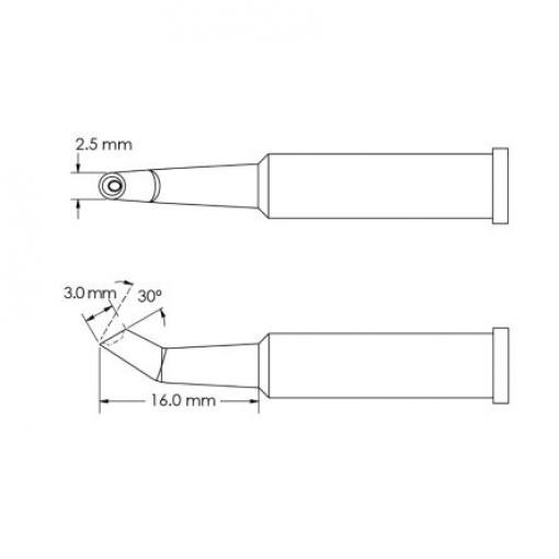 Metcal Pájecí hrot 3 mm 16 mm 30 ° Kopyto