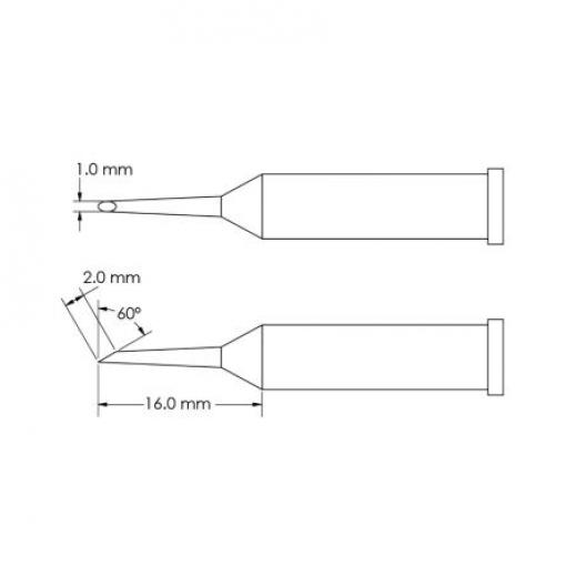 Metcal Pájecí hrot 16 mm 16 mm 60 ° Kopyto