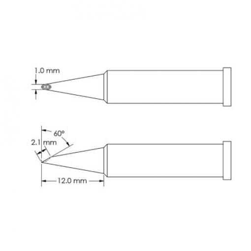 Metcal Pájecí hrot 2.1 mm 12 mm 60 ° Kopyto