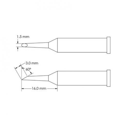 Metcal Pájecí hrot 16 mm 16 mm 60 ° Kopyto