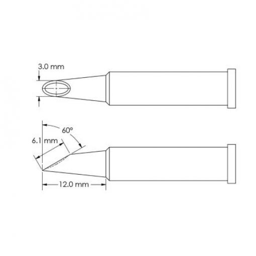 Metcal Pájecí hrot 6.1 mm 12 mm 60 ° Kopyto
